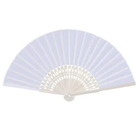 24 pcslot white folding elegant silk hand fan with gift bag wedding party 21cm