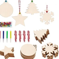 10pcs diy wood christmas ornament unfinsihed wooden christmas tree hanging decorations for diy craft xms home party decor