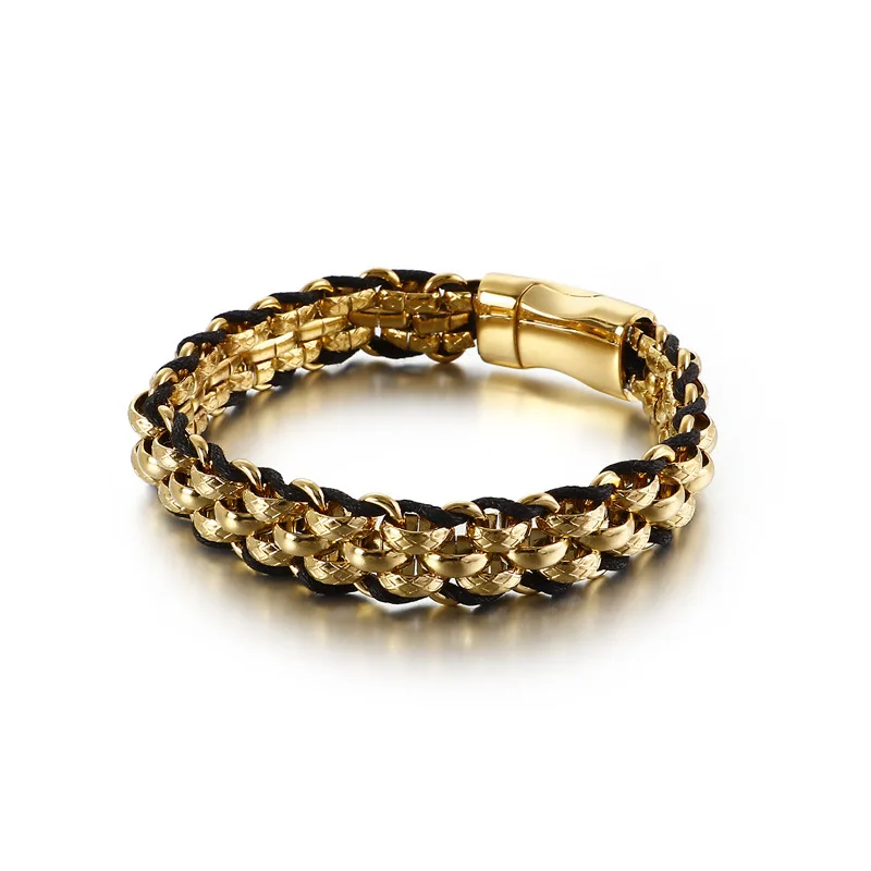 

Модный повседневный кожаный браслет из титановой стали, индивидуальный Плетеный мужской кожаный браслет из нержавеющей стали, ювелирные и...