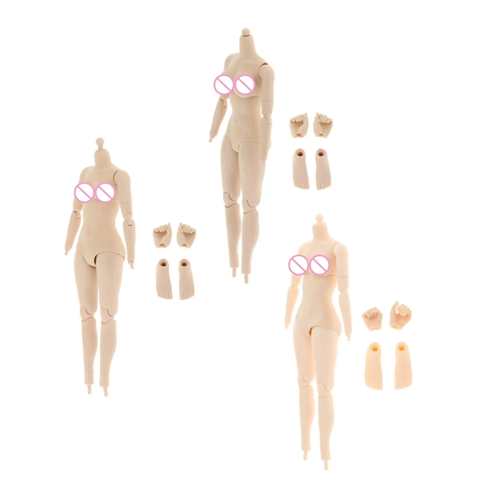 

26.5cm Female Body Ball Jointed Doll 1/6 Part for BJD Movable Figure Large/Small Soft Bust Pale/Suntan Skin