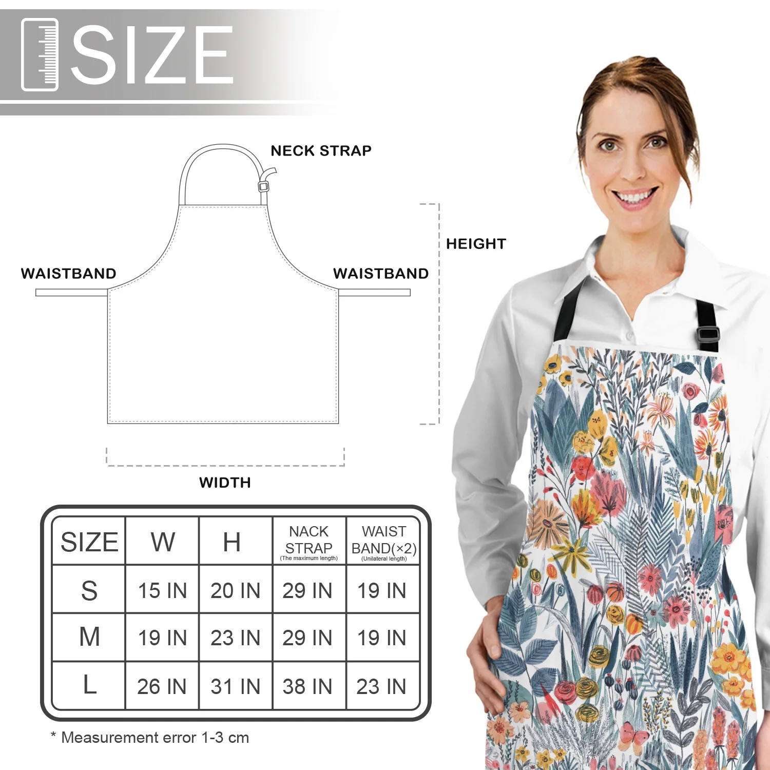 Регулируемый Фартук с цветами для кухни ресторана бара повара нагрудник унисекс