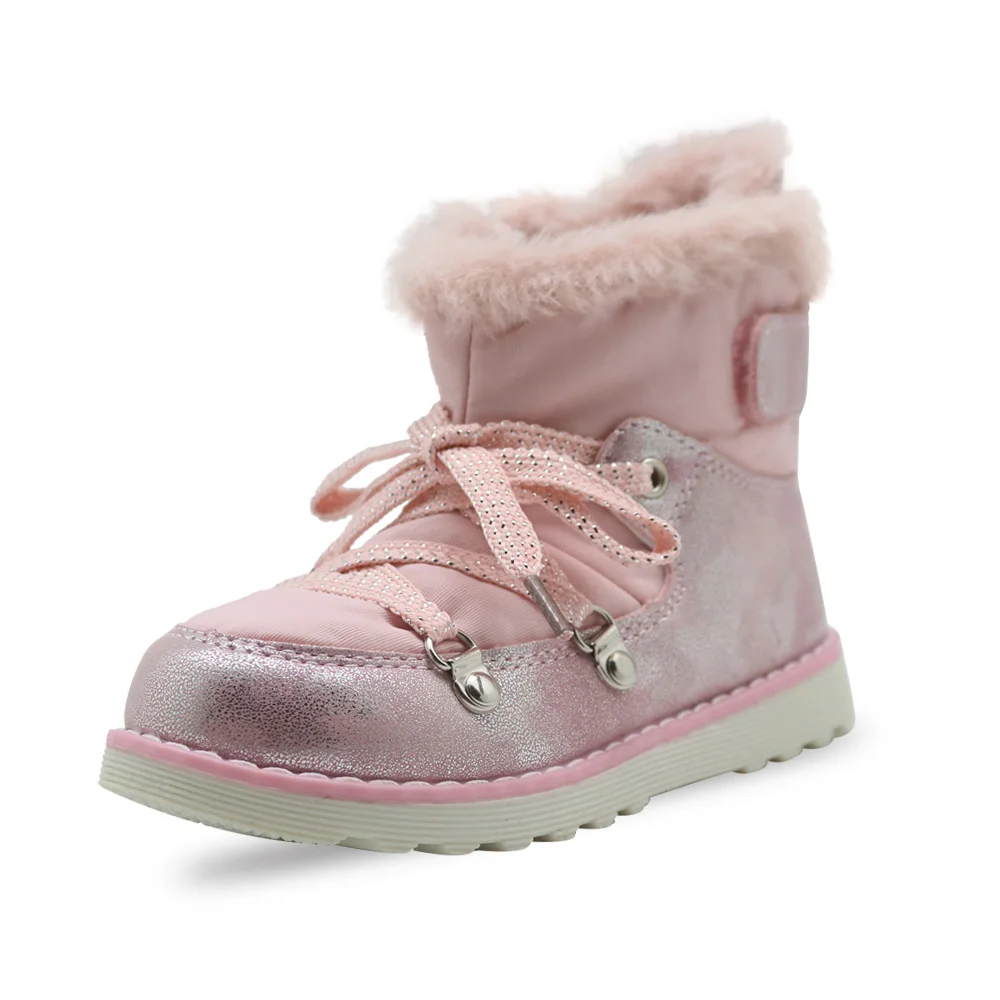 pink Apakowa/модные демисезонные Нескользящие прогулочные ботинки для маленьких девочек; короткие ботильоны на шнуровке для маленьких девочек; От 1 до 4 лет - Цвет: pink