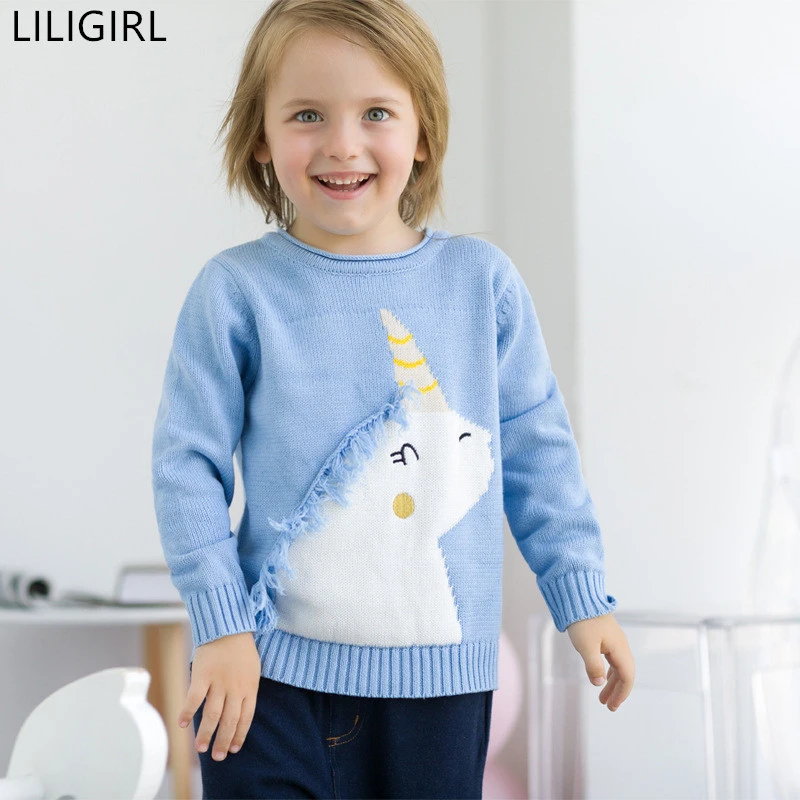 LILIGIRL/Хлопковые свитера для маленьких мальчиков и девочек свитер с рисунком детей