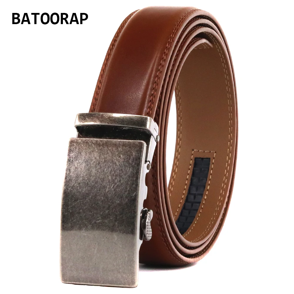 

Batoorap Men's Belt Automatic Click Buckle Alloy Casual Leather Belt Ratchet 3.5CM Width TZP-21014