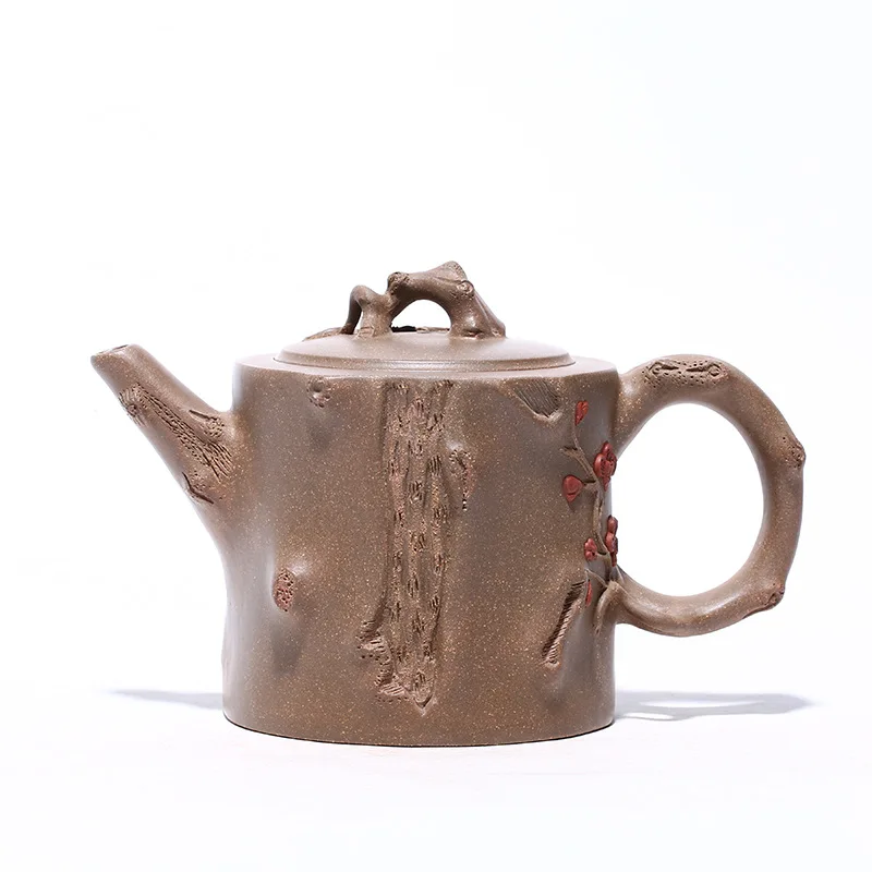 

Yixing raw ore purple clay teapot master handmade duanni Decal plum pile teapot kungfu tea set