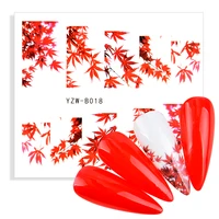 1 sheet nail art tattoo decal autumn theme nails watermark sliders decor tips maple leaf pattern sticker for nail beauty care