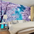 Настенная самоклеящаяся 3D-обои, Настенная роспись с изображением синего неба, цветущего вишни, дерева, цветов, современного ландшафта, гостиной