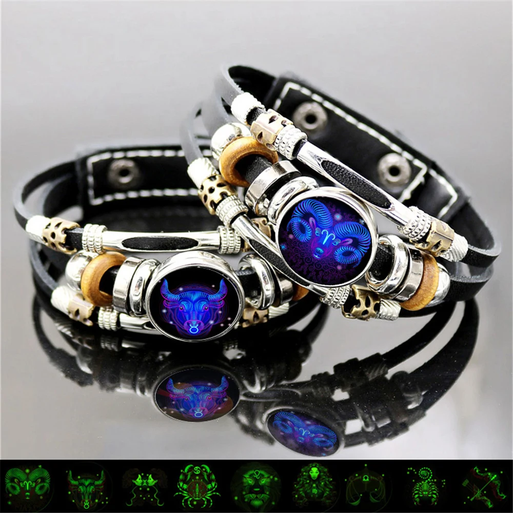 Мужской многослойный браслет со знаками Зодиака 12 созвездий | Украшения и