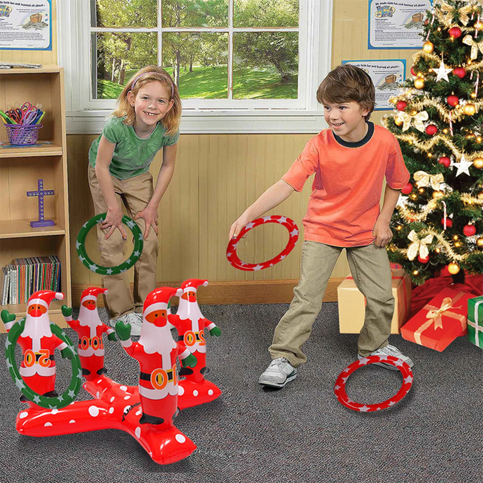 

Christmas Ring Toss Game Inflatable Santa Claus Christmas Tree Toss Game Christmas Party Favors Family Christmas Party Game
