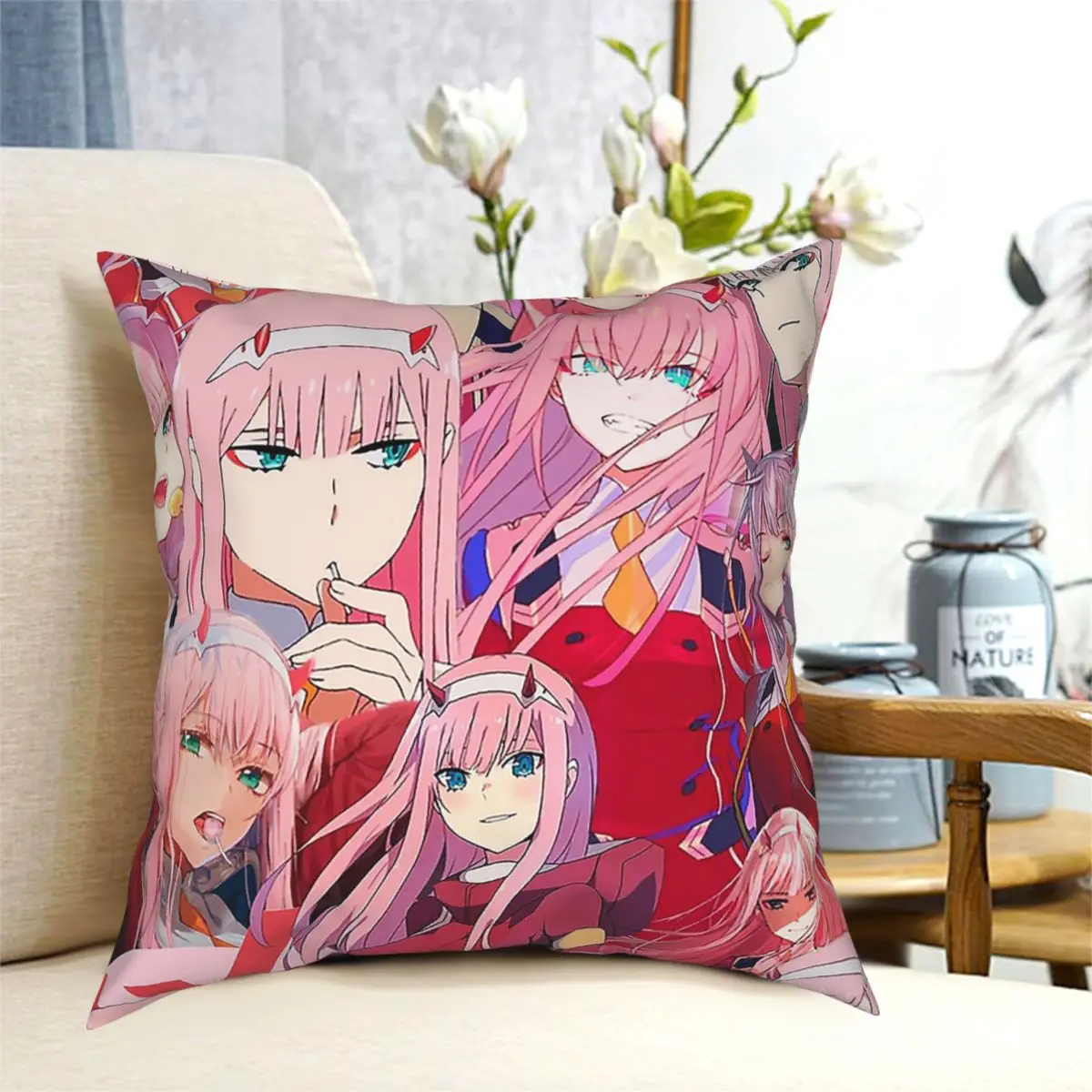 

Наволочка Zero Two с рисунком коллажа чехол для подушки из полиэстера, декоративная наволочка для диванной подушки, домашний квадратный
