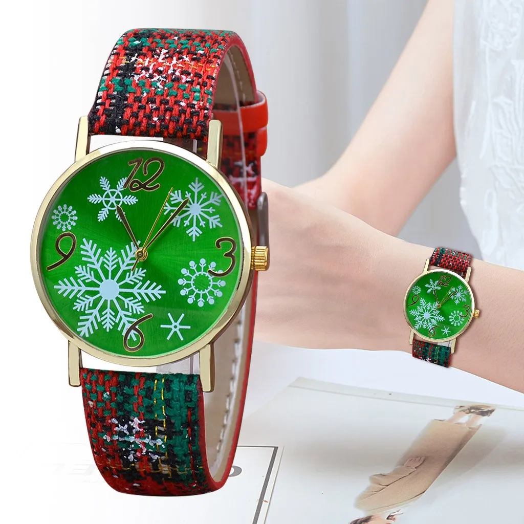 Christmas Women's Watch Simple Leather Snowflake Quartz Analog Vogue Wrist Watches Bracelet relogo feminino 11.20 | Наручные часы