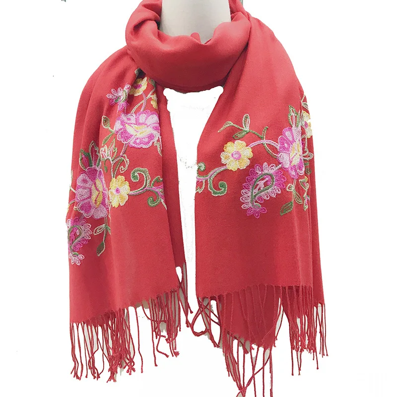 Горячая новинка 2019 женский шарф с вышивкой в этническом стиле имитация кашемира