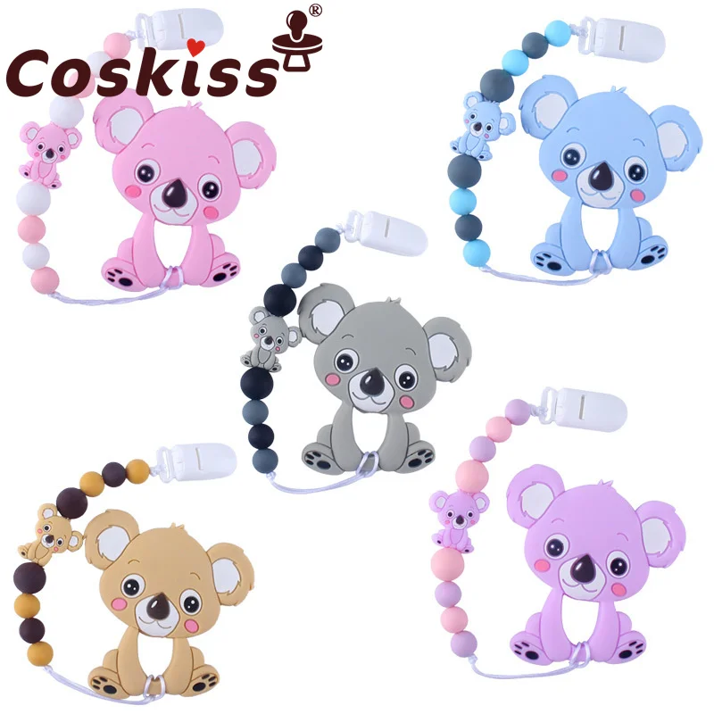 

Coskiss 1set Baby Silicone Pacifier Chain Baby Cute Animal Koala Silicone Molar Teether Anti-lost Chain Baby Molar Products