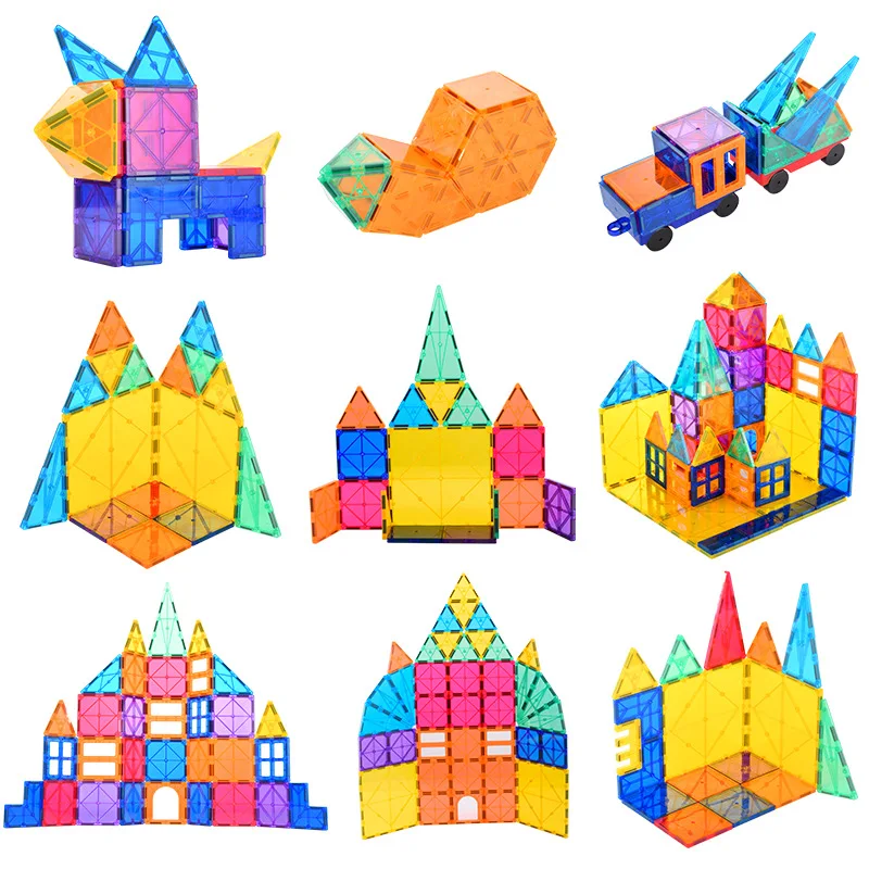 

2020 Children's puzzle color window magnetic sheet colorful magnetic sheet building block English neutral color box packaging