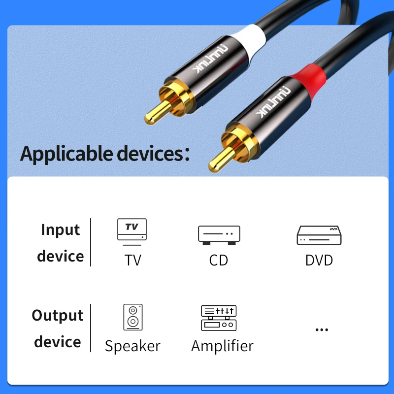 Аудио кабель Unnlink Hifi 2RCA к аудио OFC AV R/L для ТВ CD DVD подключение усилителю динамика 0 5