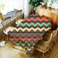 simple geometric waves printing polyester waterproof tablecloth washable cotton dustproof rectangular table cloth customizable