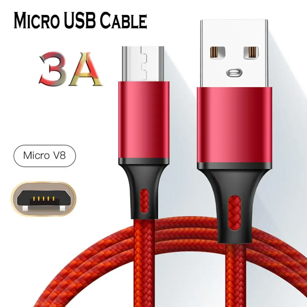 Нейлоновый плетеный кабель Micro-USB 1 2 м для Android мобильный телефон Быстрая зарядка