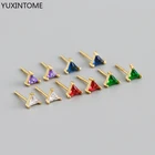 Женские серьги-гвоздики из серебра 925 пробы, с кристаллами