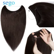 SEGO 60g-80g 1"-24" Невидимая проволока распущенные волосы для удлинения, прямые бразильские non-реми парики из натуральных волос рыба линия волос