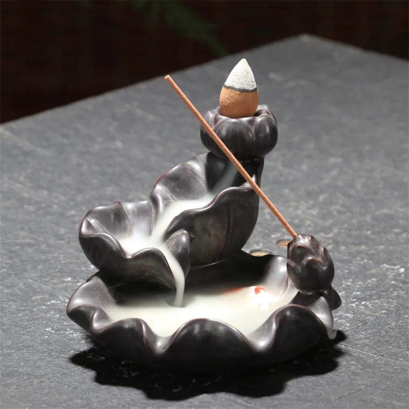 Керамический обратный поток ладана горелка креативный домашний декор Лотос дым