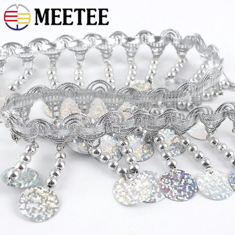 Meetee 2 метра 70 мм блестящая кисточка кружевная Лента отделка Золотая Серебряная