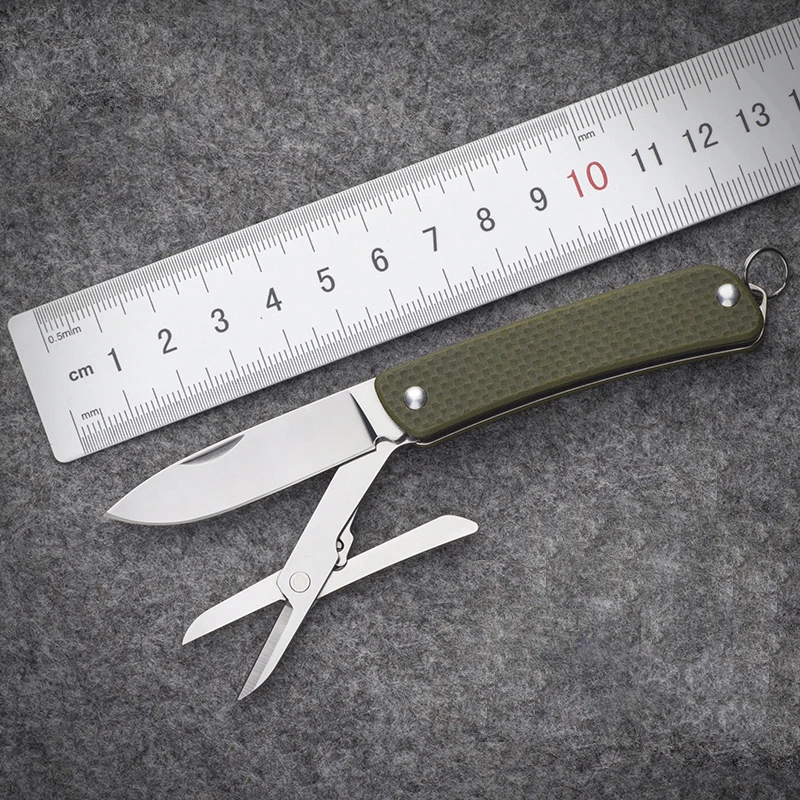 

Mack Walker WA622 Mini EDC Pocket Folding Knife 12C27 Blade G10 Handle with Scissors Keyring NO LOCK