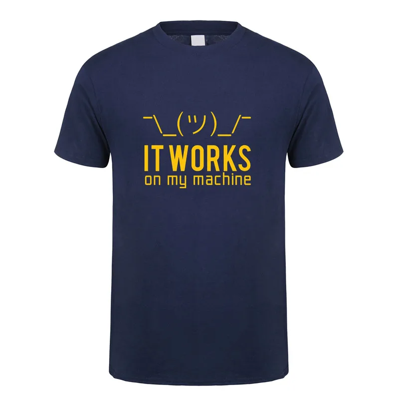 Летние мужские футболки, Забавные футболки с надписью «Geek It works on my machine», мужские хлопковые футболки с коротким рукавом и компьютерным программатором, OZ-148