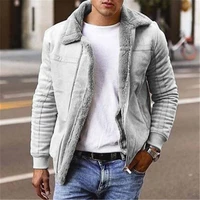 mens faux leather jackets winter warm lapel coats male fleece lined parkas outerwear solid thicken fur casual jackets
