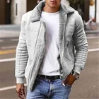 Мужская куртка из искусственной кожи, зимняя теплая куртка с отворотом, с флисовой подкладкой, однотонная, с утепленным мехом, повседневная куртка