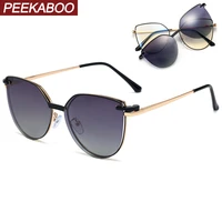 peekaboo magnetic clip on sunglasses women polarized driving uv400 metal blue light glasses optical cat eye high quality