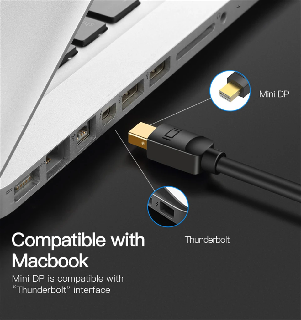 2020 Лучший 4K @ 144Hz DP 1 4 PC кабель Thunderbolt 2K 165Hz Mini to 8K Displayport для MacBook Pro|Кабели VGA| |