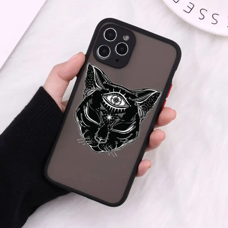 

Witch and cat mysterious tarot black Phone Cases Matte Transparent for iPhone 7 8 11 12 s mini pro X XS XR MAX Plus cover funda
