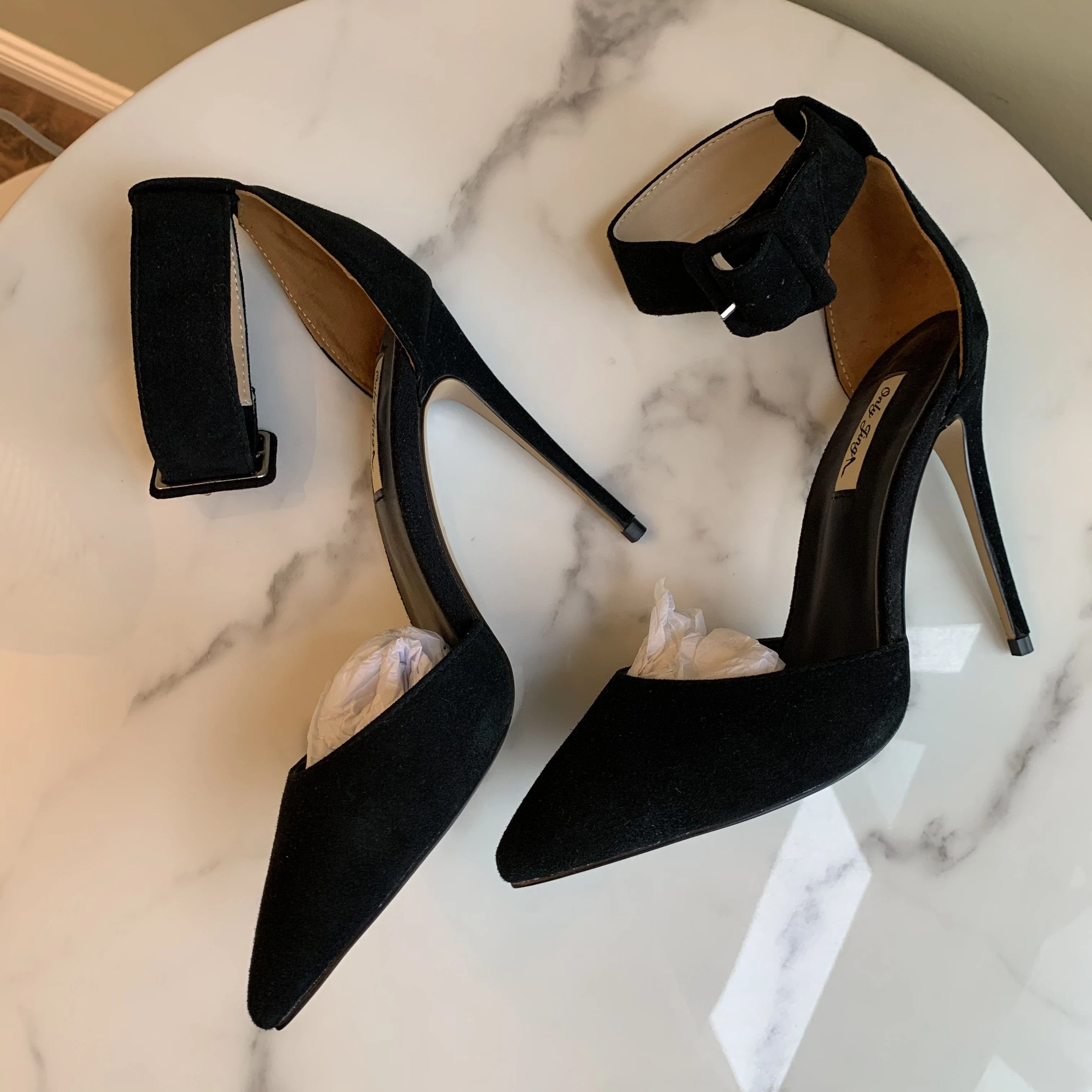 

2020 new Fashion sexy girls women black suede leather peep toe open toe high heels shoes sandals pumps Prom Evening Shoes