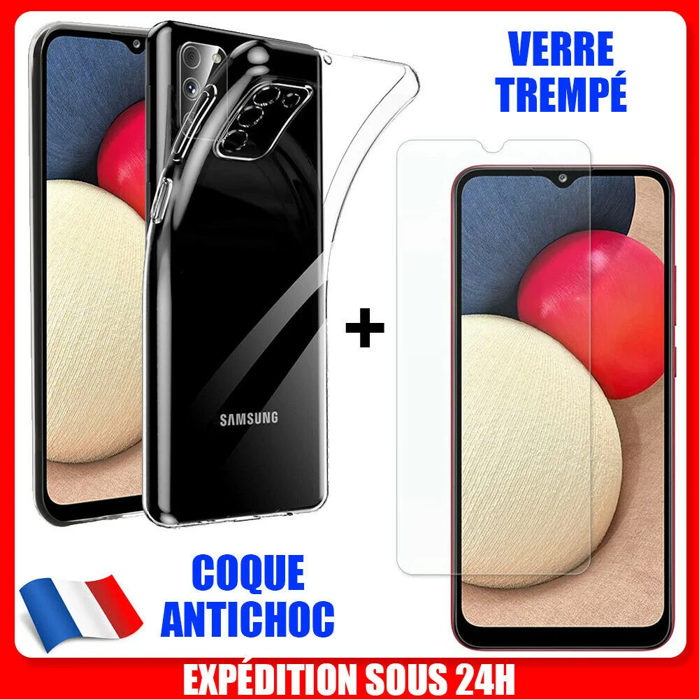 

VITRE VERRE TREMPE FOR SAMSUNG A02s/A12/A32/A42/A52/A51/A21S + COQUE ANTI CHOC GEL