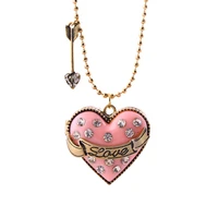 women fashion jewelry pendant necklace long birthday party sweater chain can open heart shaped treasure box lady gift necklace