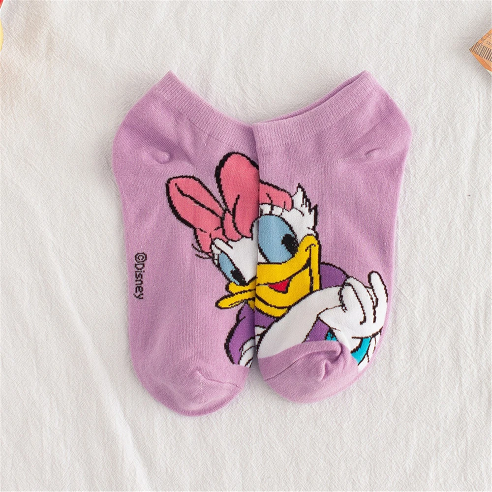 Disney 5 Pair Mickey Minnie Donald Daisy Socks Chip Girl Warm Cartoon Comfortable Breathable Cotton Harajuku Socks