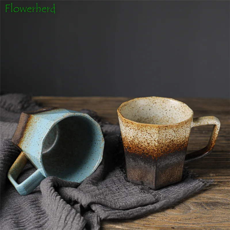 Большая емкость ретро Керамическая кофейная кружка для чая в японском стиле