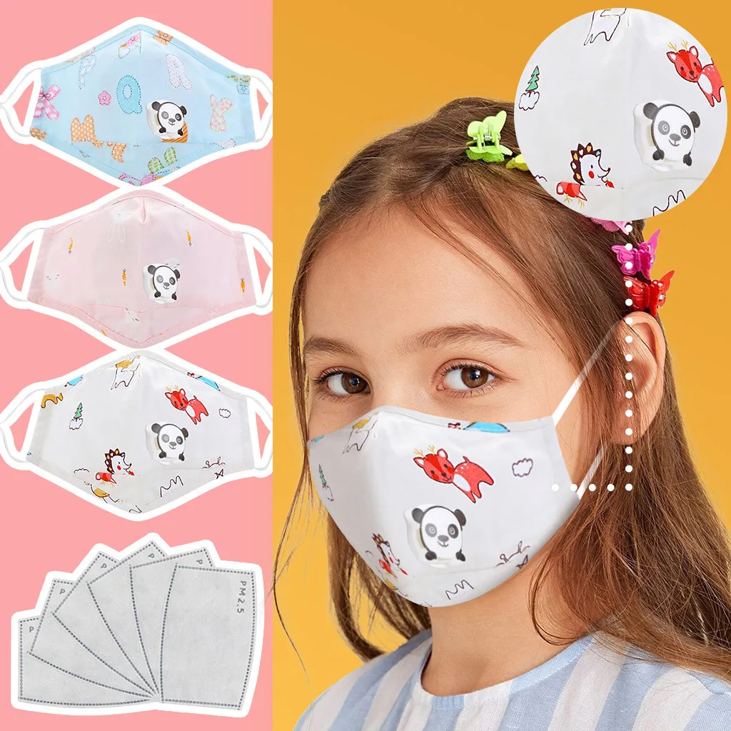 3 шт. детская мультяшная дышащая моющаяся многоразовая уличная маска для лица