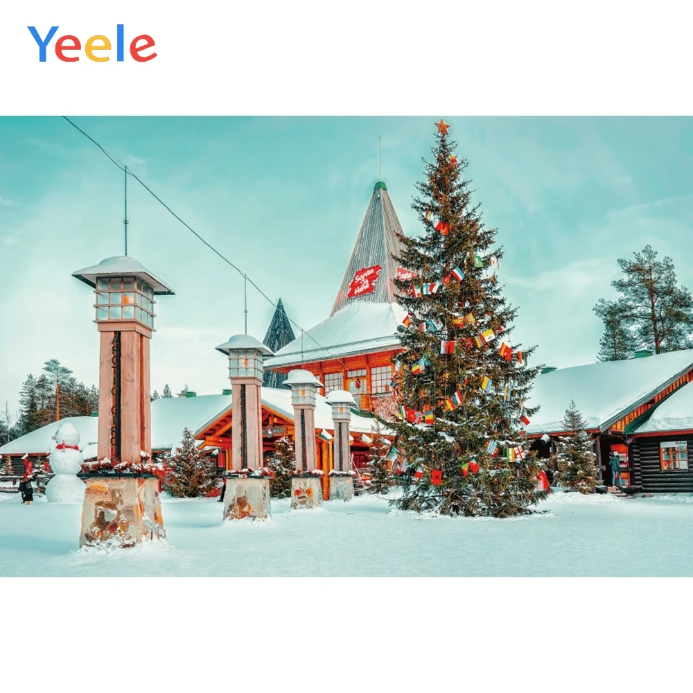 

Christmas Tree Outside View House Snowman Baby Birthday Backdrop Photography Custom Photographic Background For Photo Studio