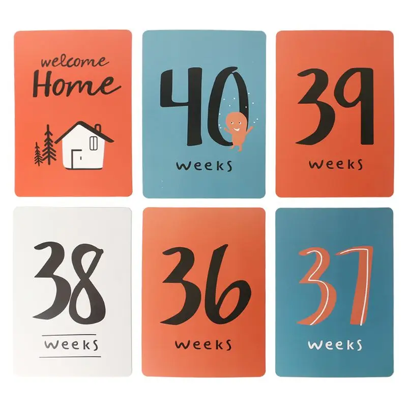 

18 18 Pcs/Set Month Card Pregnant Woman Photography Photo Cards Commemorative Mother Background Decoration Cartoon Floral Funny