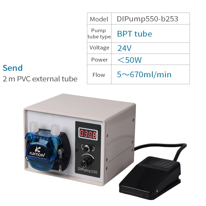 DIPump550-b253 Kamoer высокого потока 24 В DC DIP интеллектуальное отключение питания перистальтический насос с силиконовой трубкой для дозатора жидкостей пищевой промышленности - Напряжение: DIPump550-b253