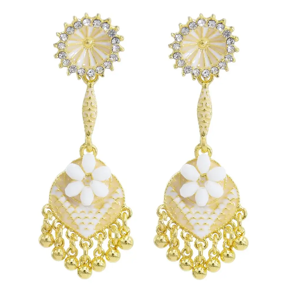 2020 New Fashion Trendy Earrings Female all-match out For Women Colorful flowerswith Bells Rhinestones | Украшения и аксессуары