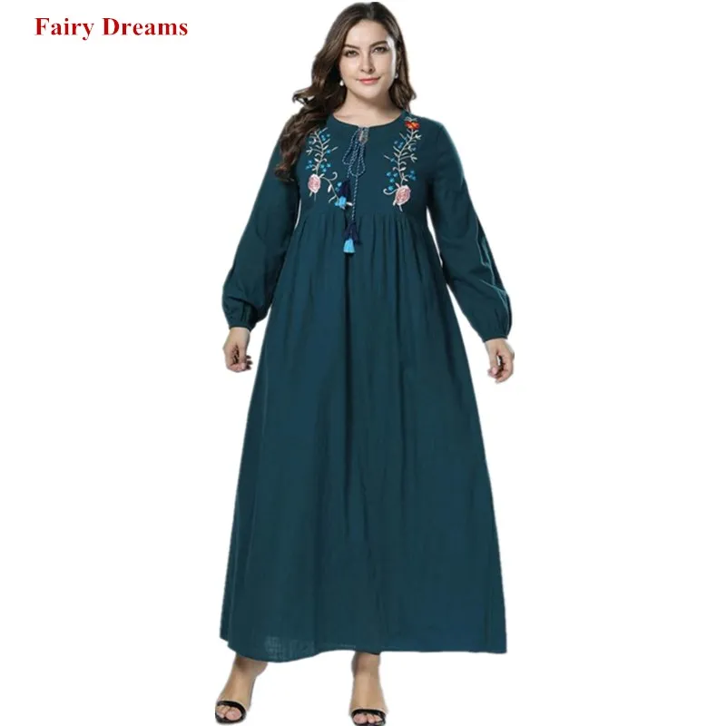 Женское платье макси с длинным рукавом и бахромой|Мусульманская одежда| |