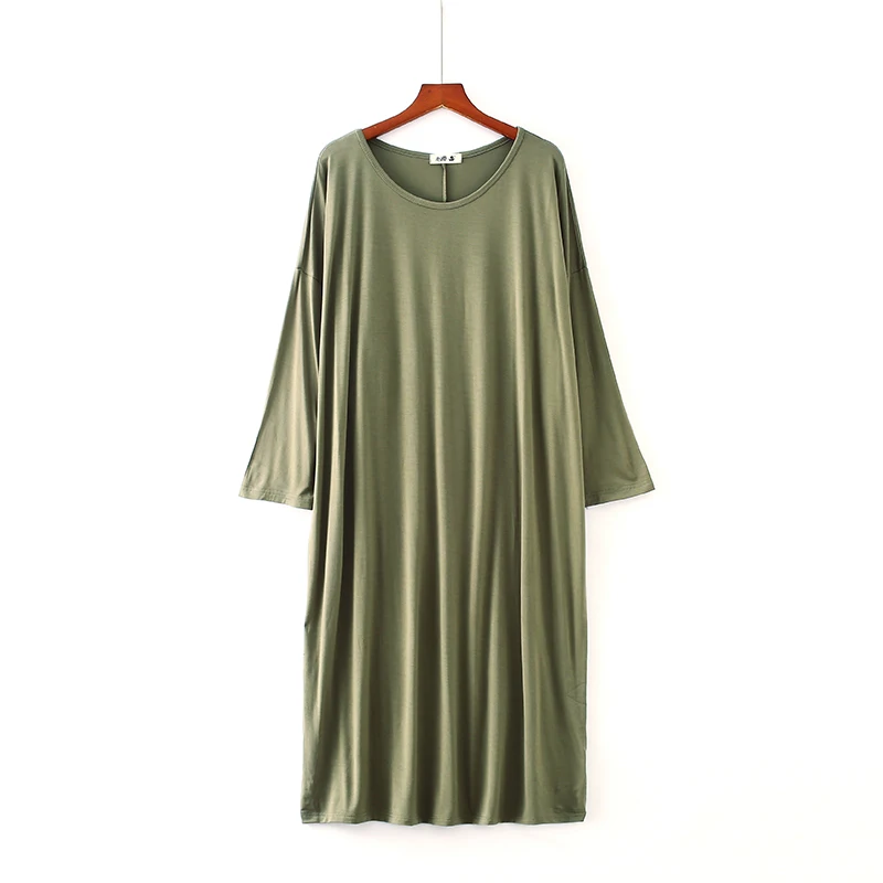 dark green Новая Модальная Базовая Ночная рубашка большого размера; длинное женское домашнее платье с длинными рукавами для сна; ночная рубашка для беременных; женское нижнее белье - Цвет: dark green