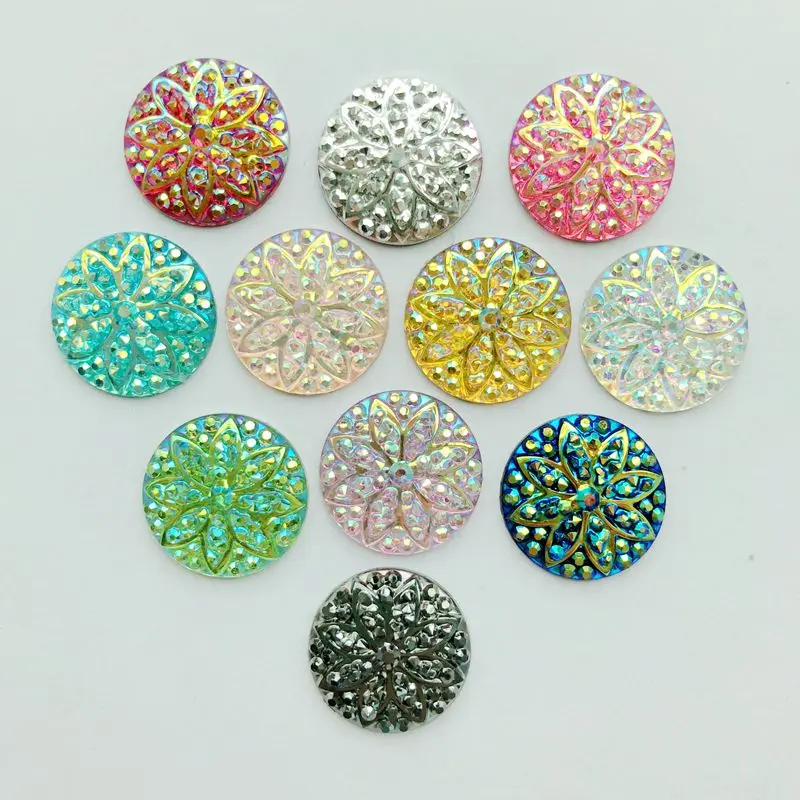 40 шт. 14 мм круглый цветок с плоской задней поверхностью стразы широкие бисерные