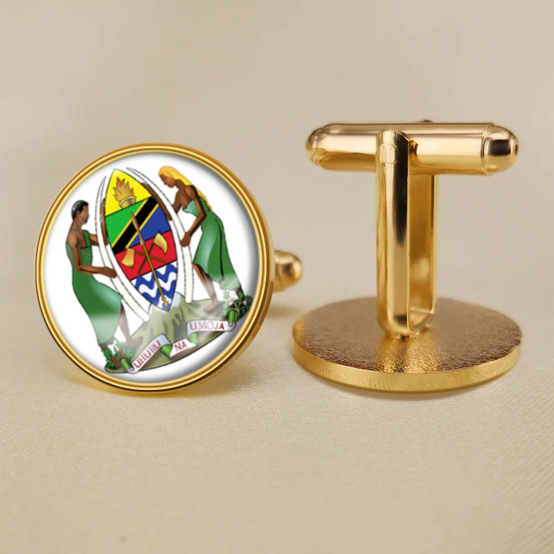Герб Танзании карта флаг запонки с национальным гербом | Украшения и аксессуары