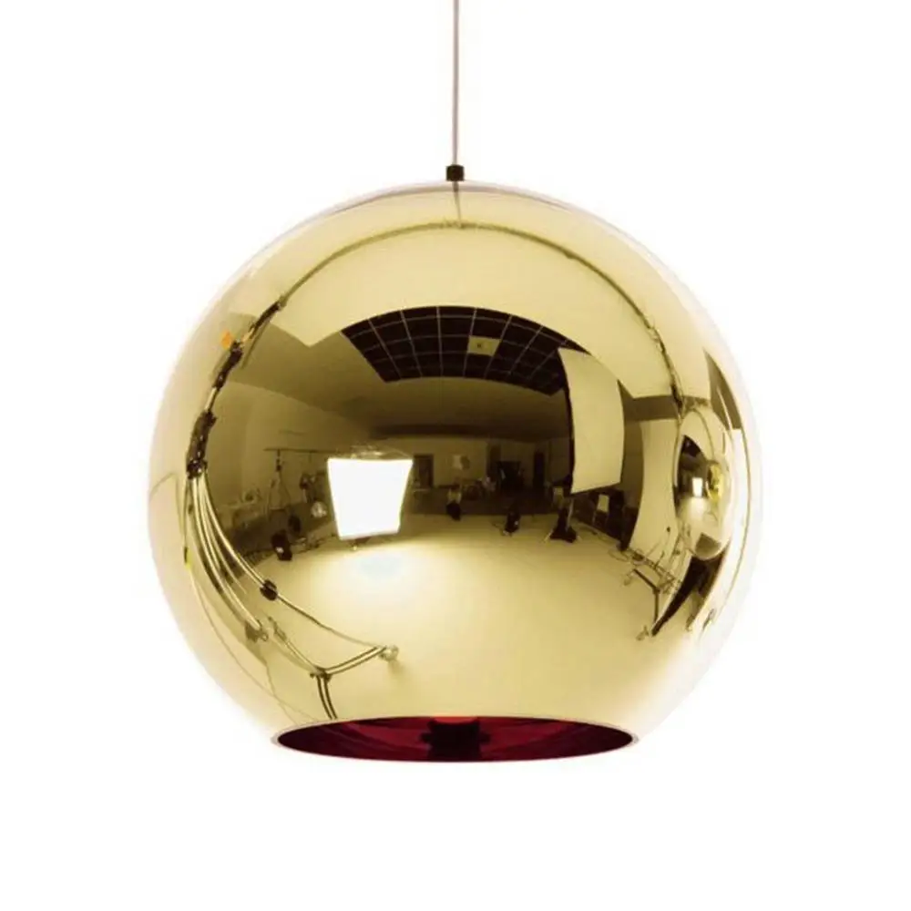 Luces colgantes de globo de vidrio, lámpara colgante de bola de espejo de vidrio cobre, accesorios de iluminación modernos para Cocina