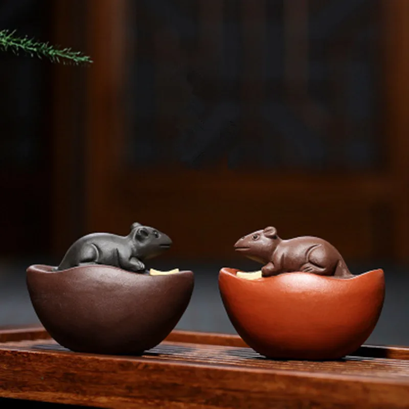 

Purple Sand Sculpture Furnishings Money Bag Mice Tea Pet Furnishings Generations of Money Gold Coins Money Mice Decoration Lucky