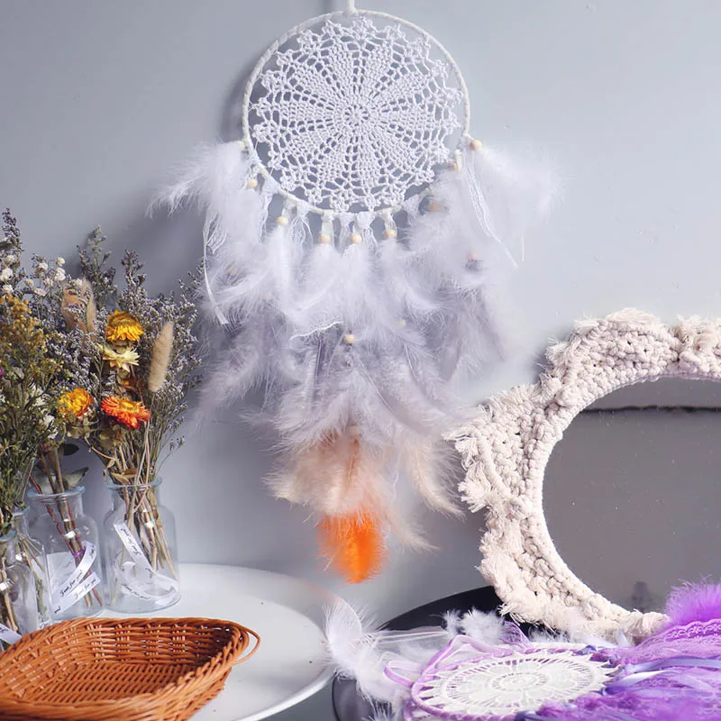Большие белые ловцы снов украшение для детской комнаты в скандинавском стиле