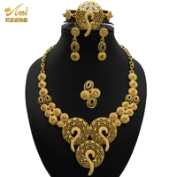 aniid bridal necklace sets for women earrings indian jewelery gold rings african bracelet accessories wedding bridesmaid 4pcs